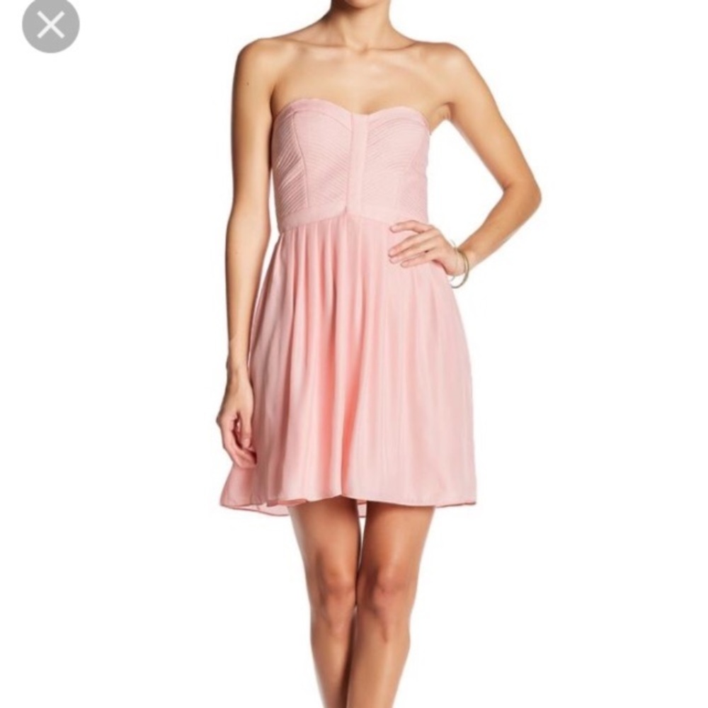 Parker Blush Pale Pink Lily Strapless Dress, Size Small
